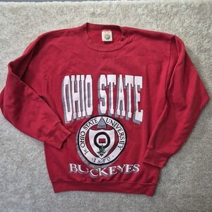 VTG Ohio State Buckeyes Crewneck Sweatshirt Mens Large Red Graphic NCAA Football